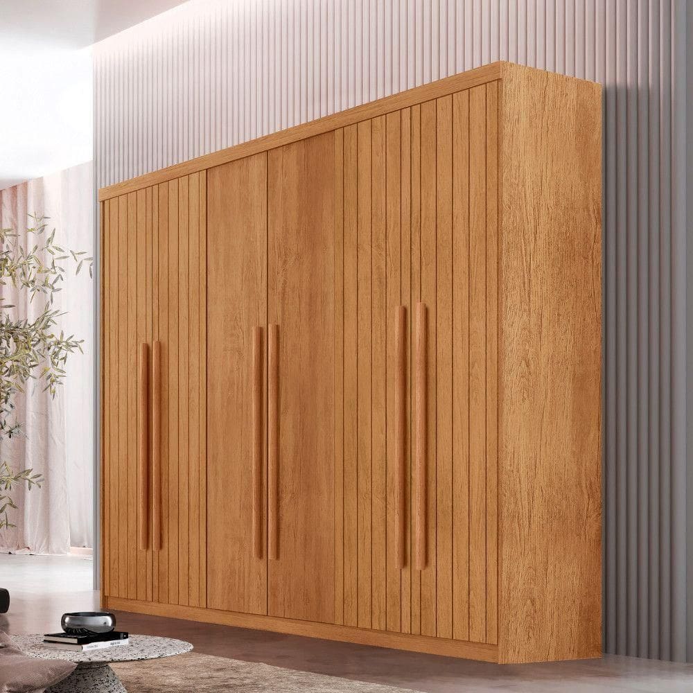 Guarda Roupa Casal Toronto Mdf 6 Portas 2 Gavetas Moderna Naturalle Sem Pés