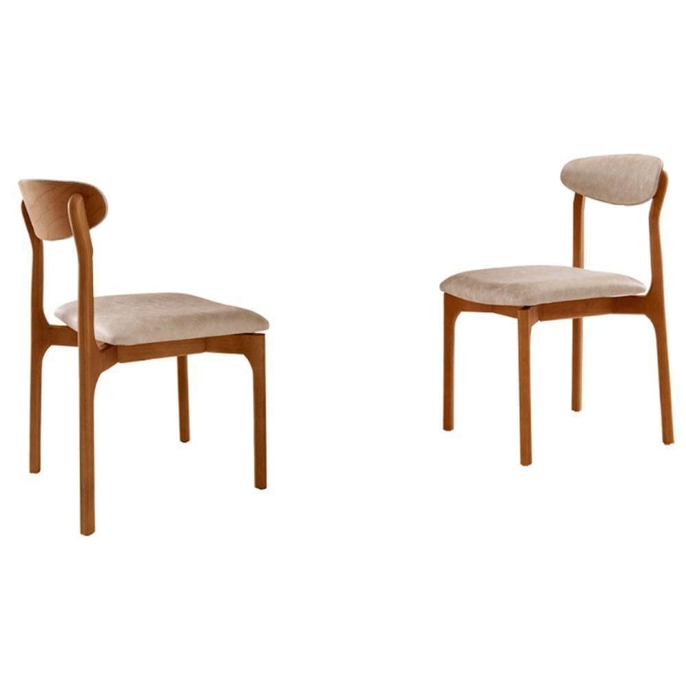 Conjunto Com 2 Cadeiras Noronha Moderna Mobília Milano Cinamomo Imbuia