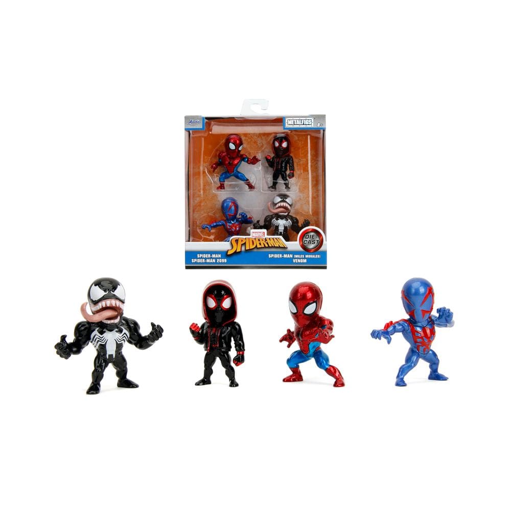 Conjunto de bonecos de ação Jada Toys Marvel Spider-Man, pacote com 4, 2,5”
