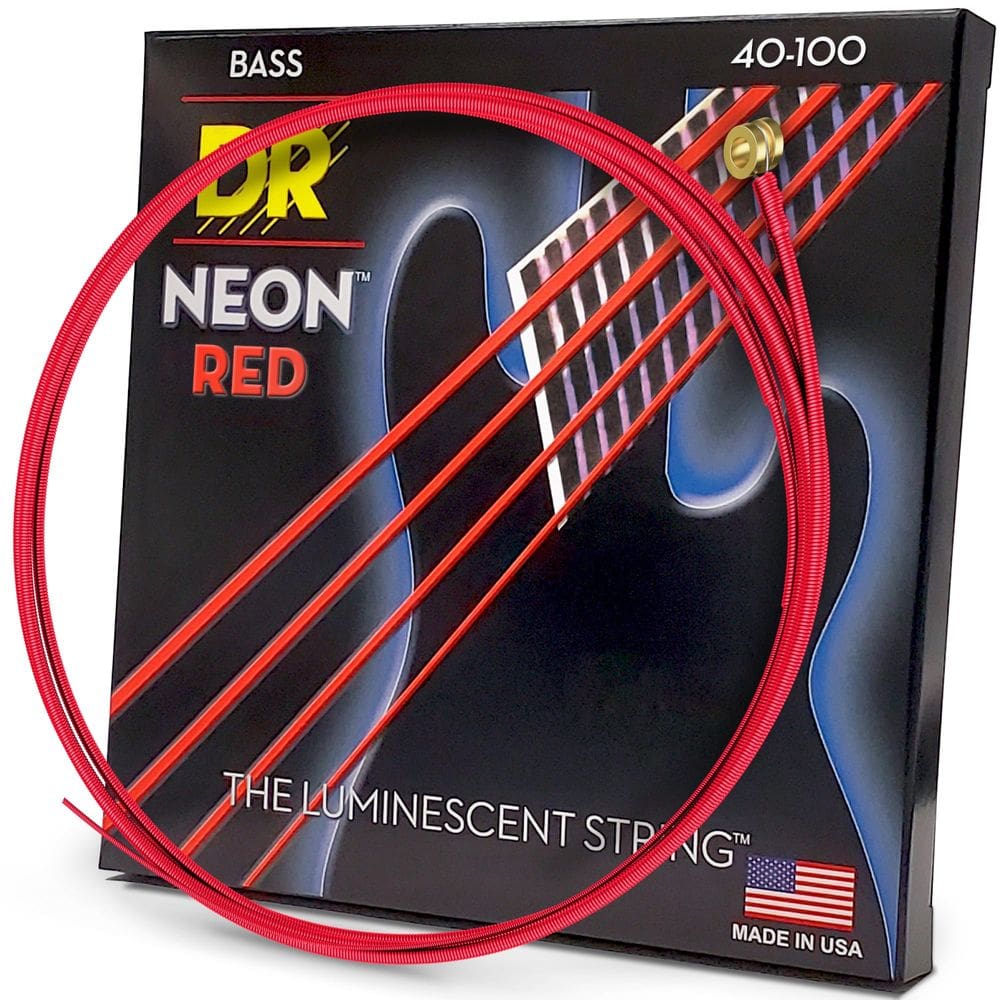 Cordas de baixo DR Strings Hi-Def Neon Red Bass Lite (NRB40)