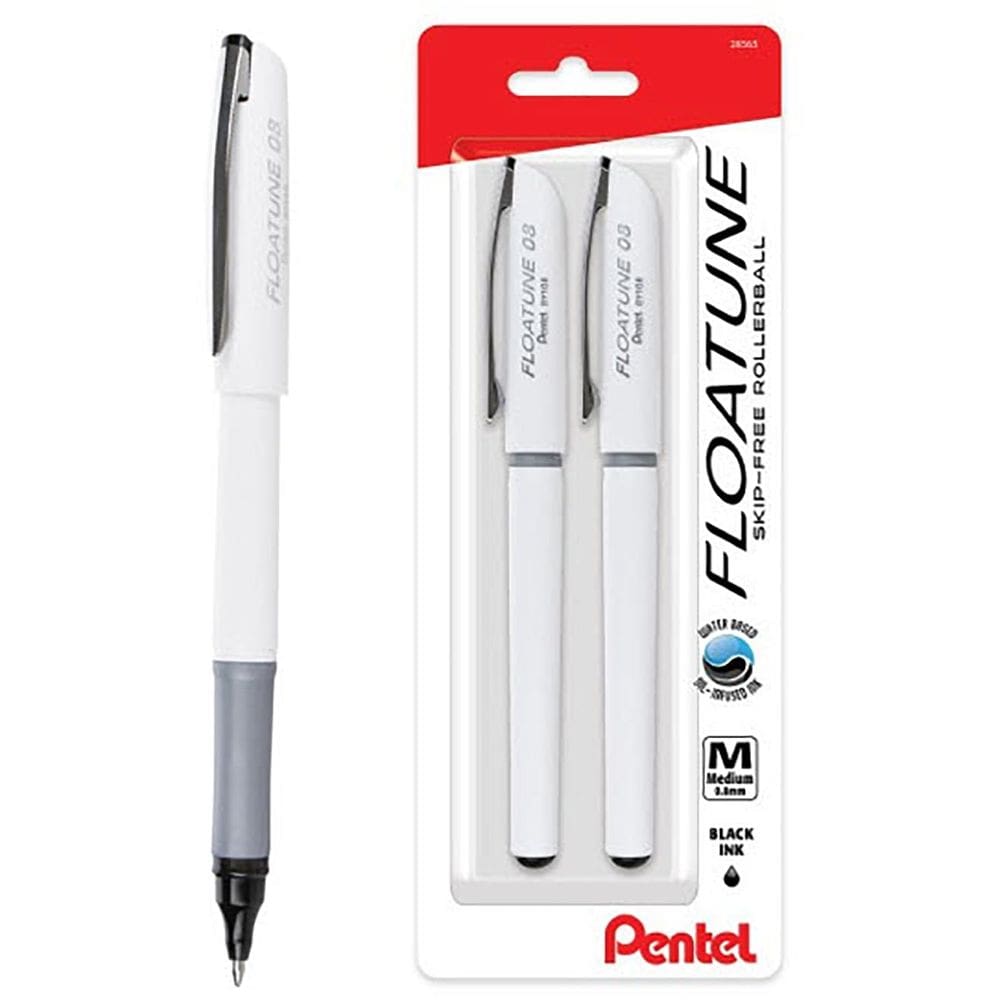 Caneta esferográfica Pentel Floatune 0,8 mm de linha média preta, pacote com 2 unidades