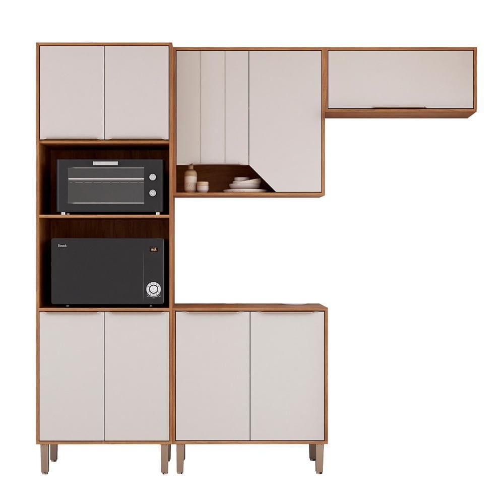 Kit Armário Cozinha Completa Celeste 230cm 9 Portas e Balcão