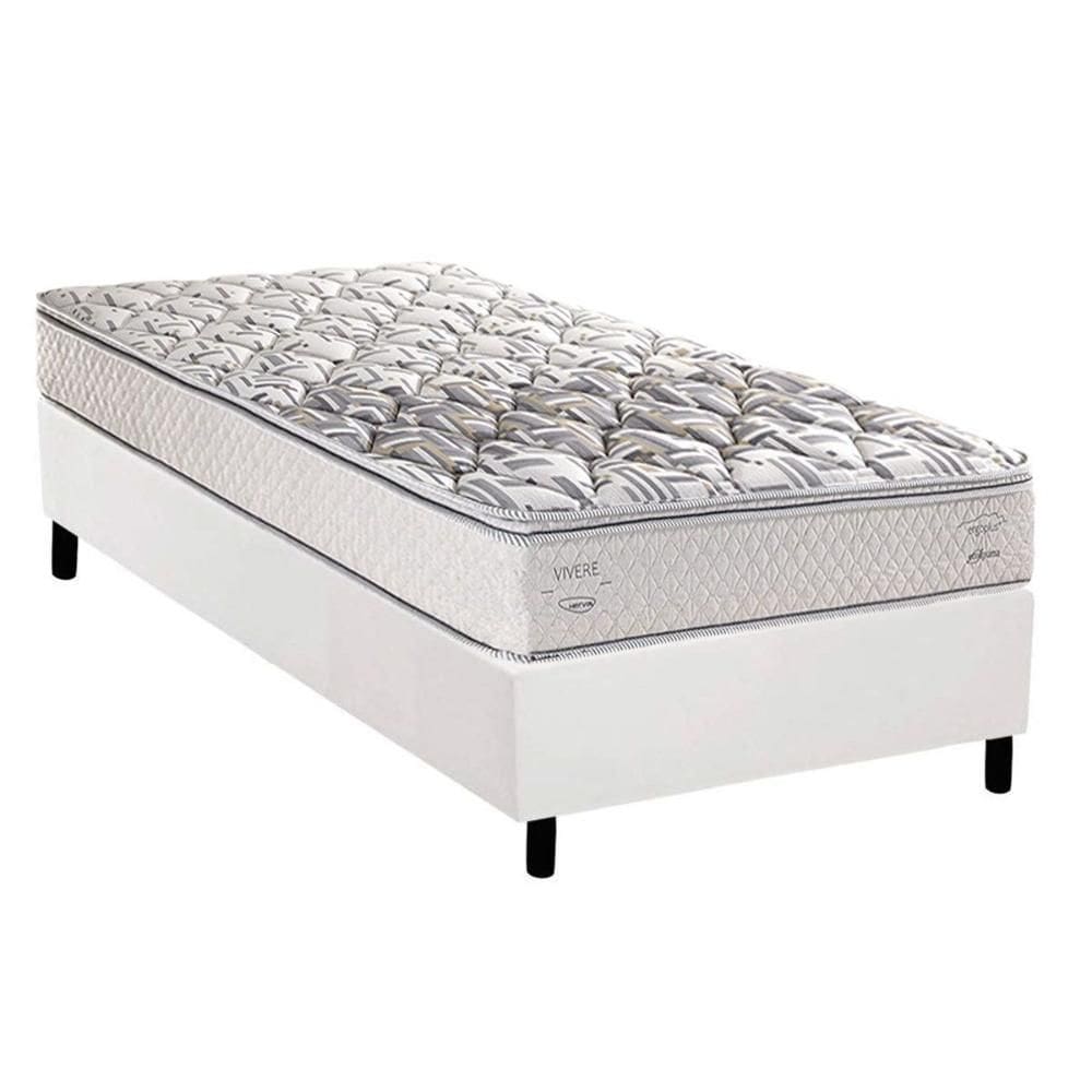 Cama Box Solteiro: Colchão Ortopédico Herval AG65 Santorini C1604 + Base CRC Corano White (88x188)