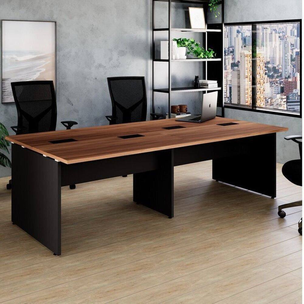 Conjunto Plataforma Pé Painel Espresso Móveis Nogal/Preto