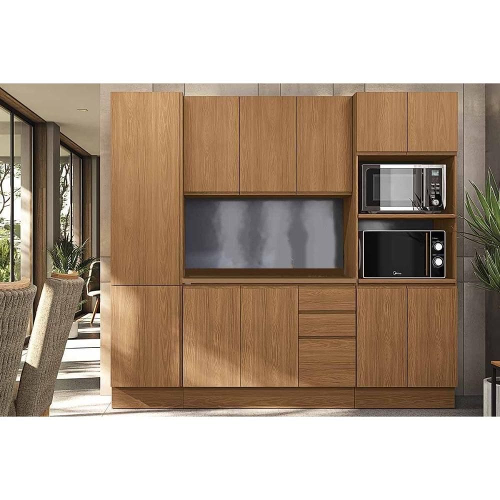 Kit Cozinha Modulada 5 Peças Ciela (2Aéreo+1Balcão+2Paneleiros+1Complemento) C5P82 Canela - Kappesberg