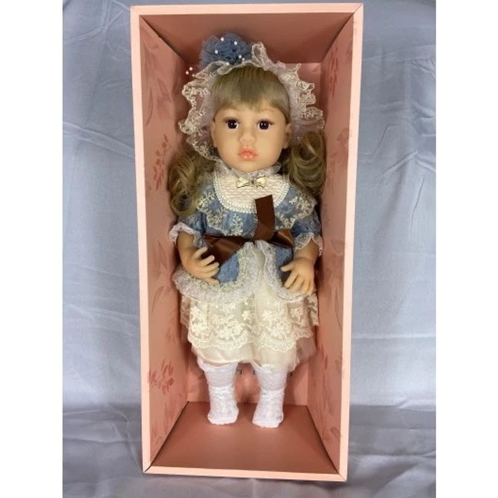 Boneca Baby So Lovely 45cm – Vestido Azul com Renda e Laço – Brinquedo Infantil de Luxo Toys Import