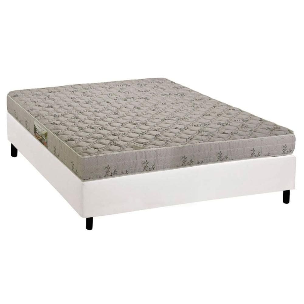 Cama Box Casal: Colchão Espuma D33 Herval Cannes + Base CRC Corano White (138x188)