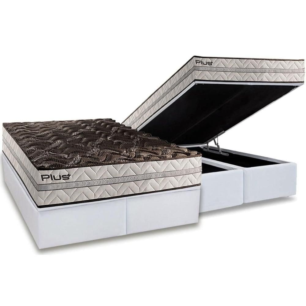 Cama Box Baú King: Colchão Espuma D33 Paropas Pasquale Plus + Base CRC Linhão White (193x203)