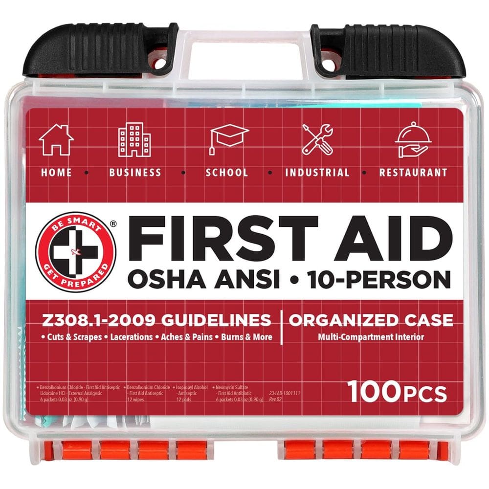 Kit de primeiros socorros Be Smart Get Prepared para 10 pessoas e 100 peças