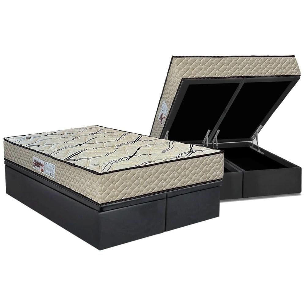 Cama Box Baú Queen: Colchão Espuma D33 Paropas AG65 Max Sono Clean + Base CRC Suede Gray (158x198)