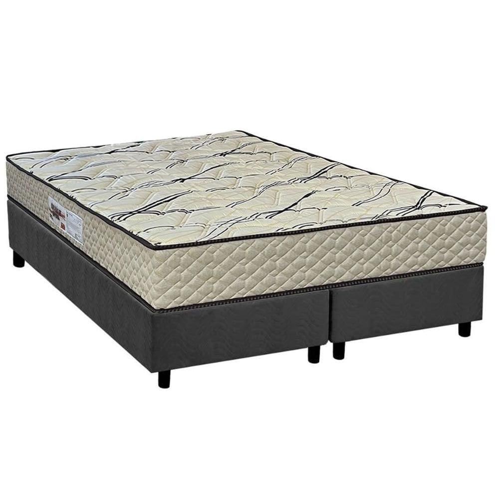 Cama Box Queen: Colchão Espuma D33 Paropas AG65 Max Sono Clean + Base CRC Suede Gray (158x198)