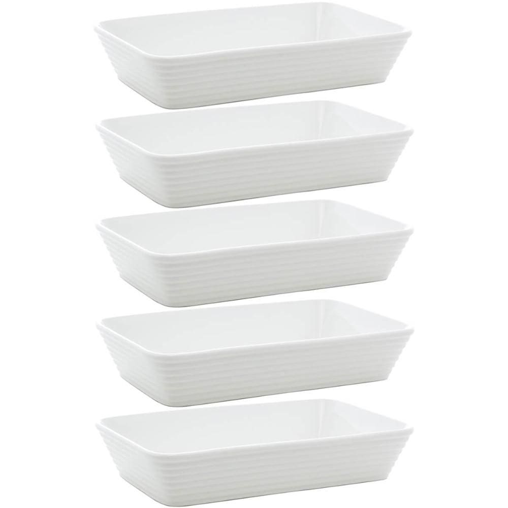 5 Travessas Brancas de Porcelana 29x20x5cm Retangulares Línea Refratário para Gratinados