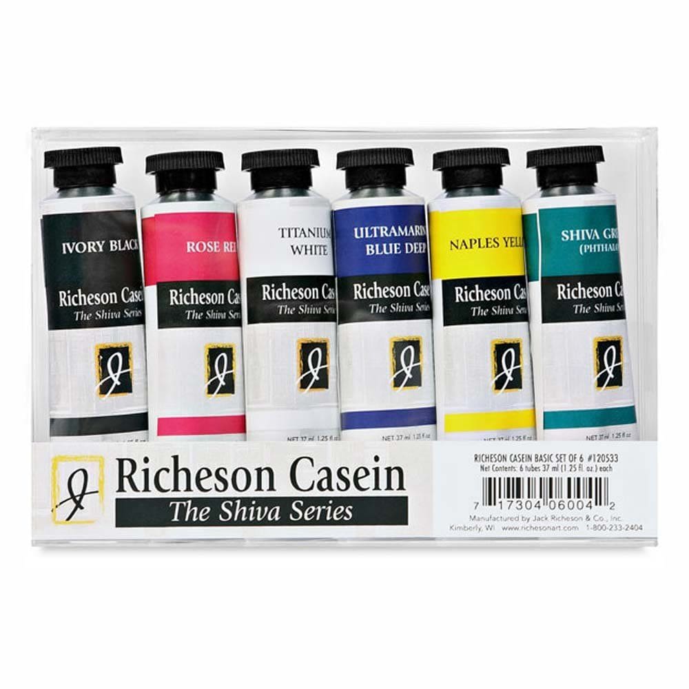 Conjunto de tintas Jack Richeson 37 ml Casein Artist Colors, conjunto de 6