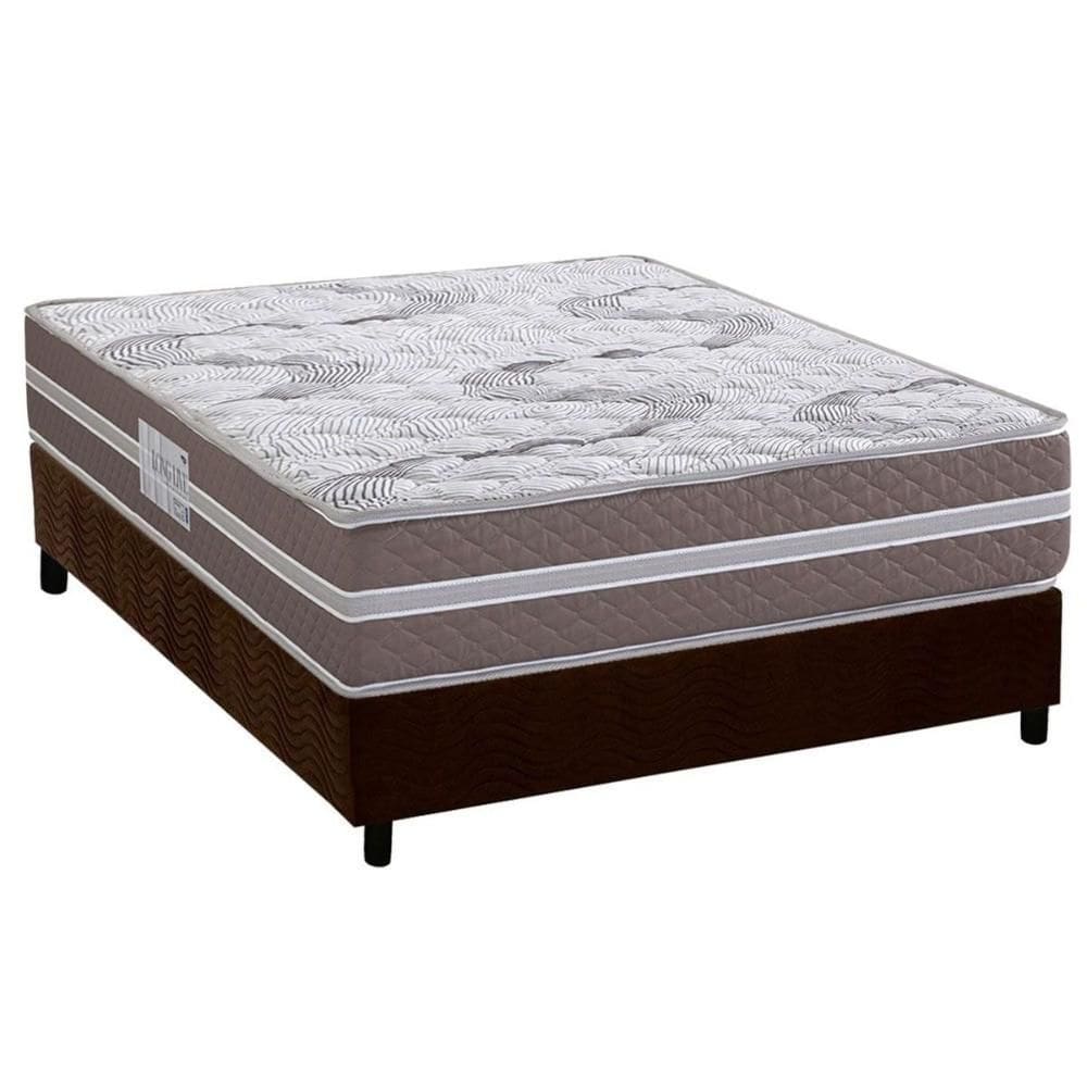 Cama Box Casal: Colchão Espuma D33 Herval Long Live + Base CRC Suede Brown (138x188)