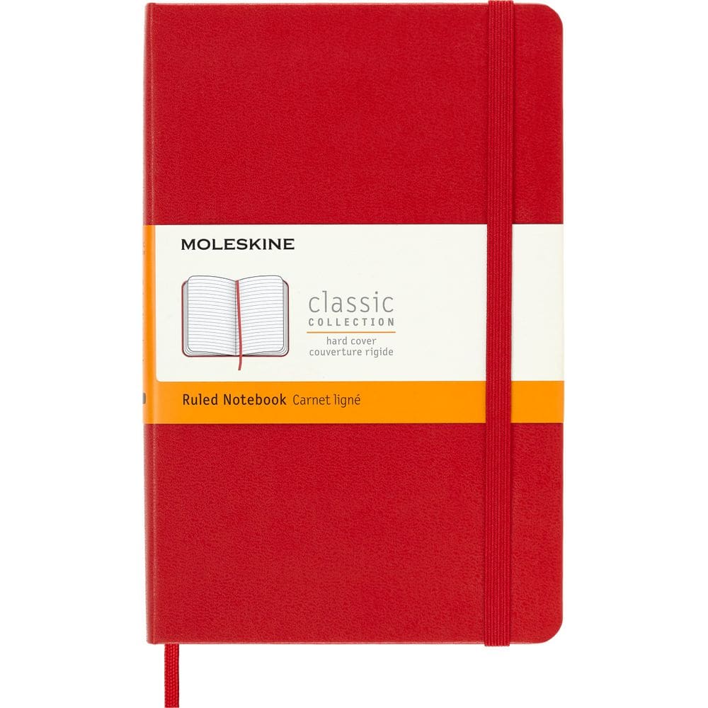 Caderno Moleskine Classic, capa dura, vermelho escarlate médio