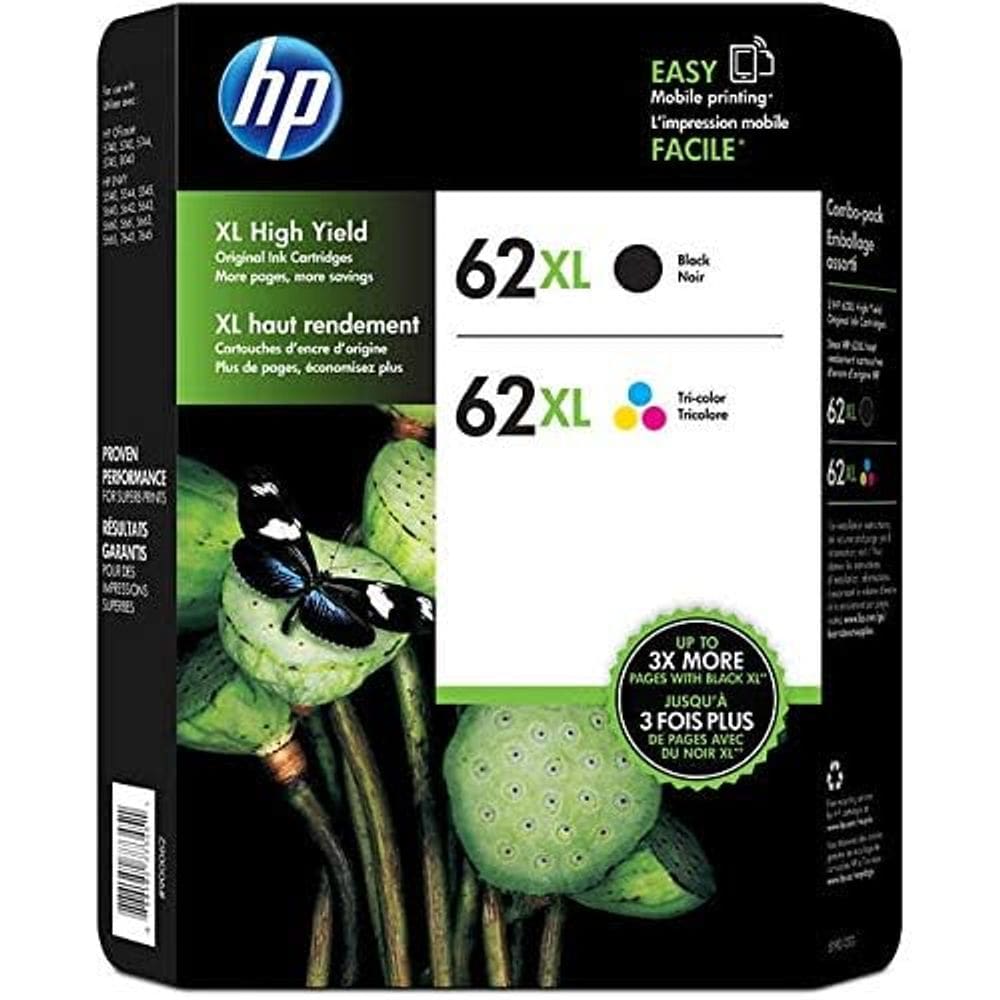 Kit de cartuchos de impressão a jato de tinta HHB 62XL de alto rendimento preto e tricolor
