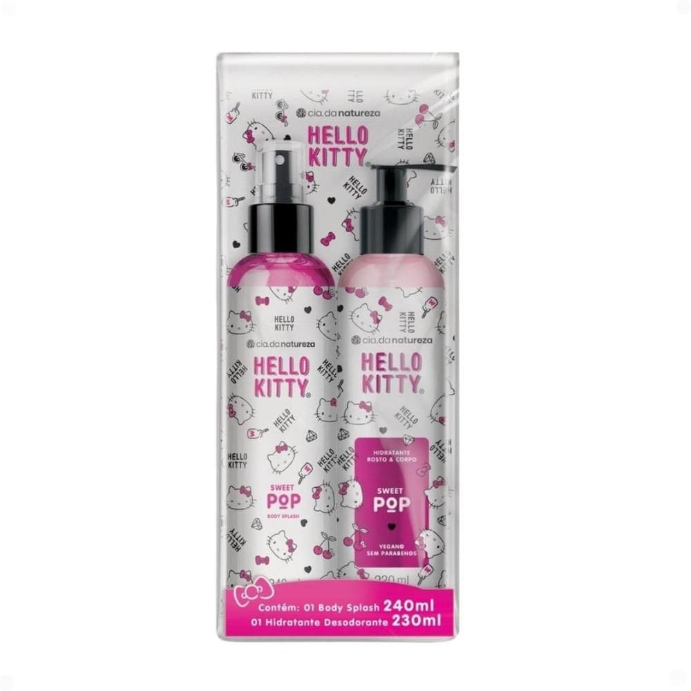 Kit Cia da Natureza Hello Kitty Sweet Pop: Body Splash 240ml e Loção Hidratante 230ml