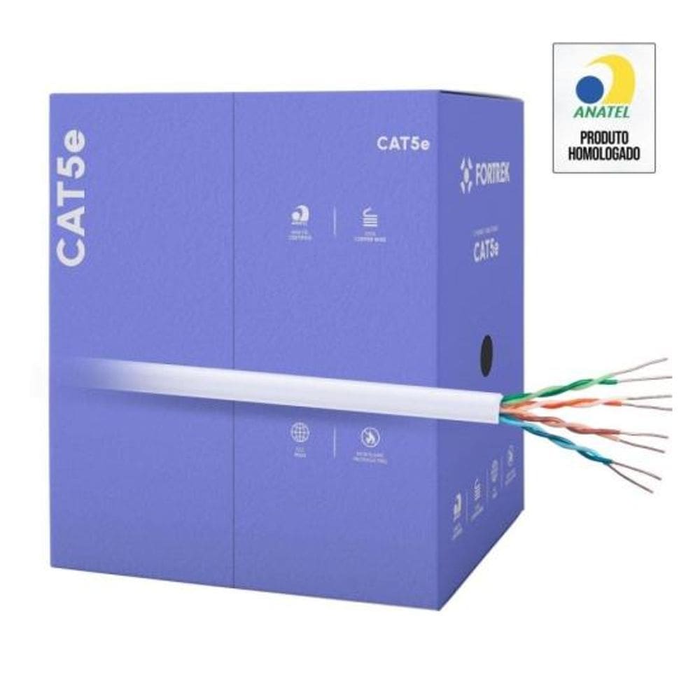 Cabo de Rede CAT5e 305m Fortrek FK 500C CMX Branco CX / 305