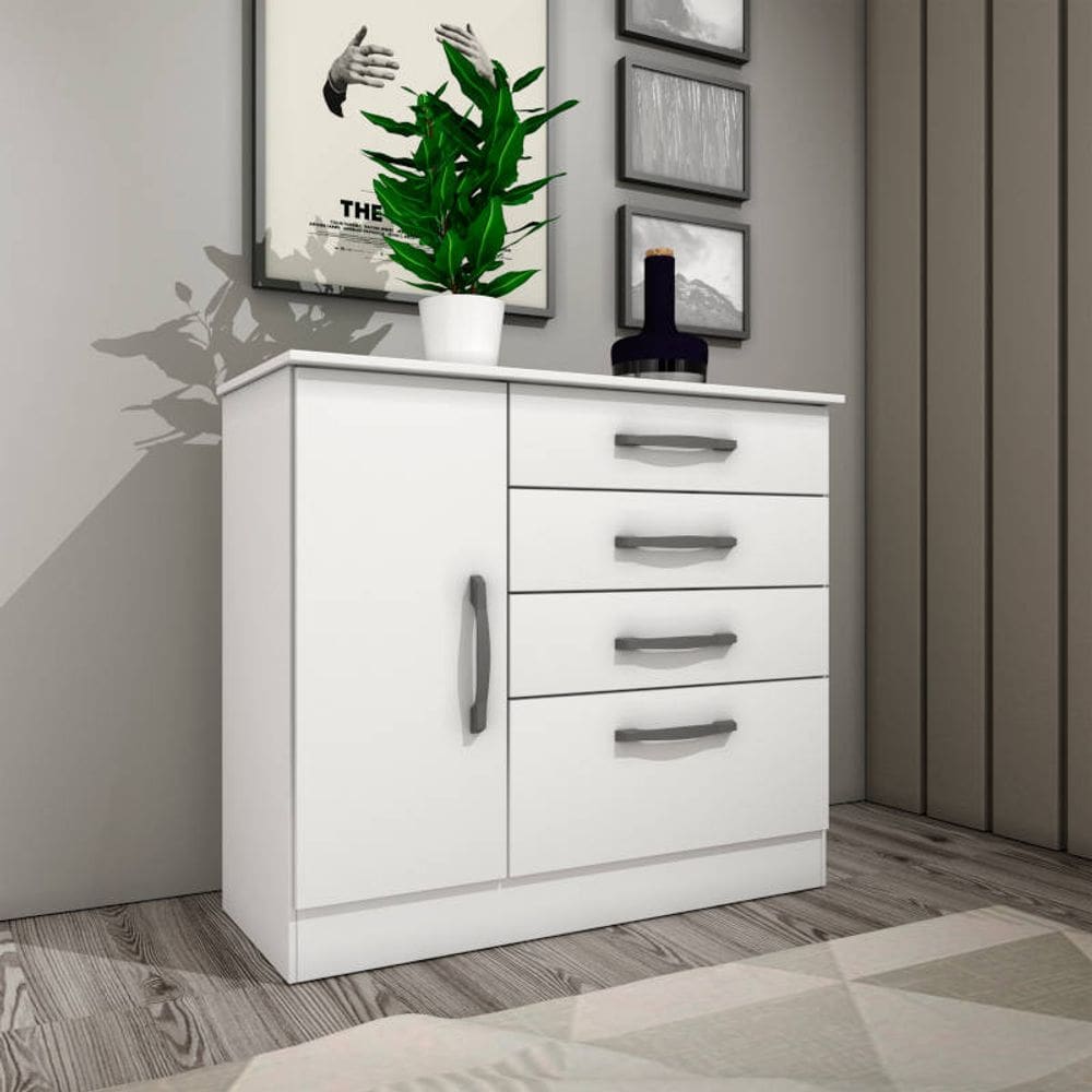 Cômoda moderna para quarto de casal - Chicago-Neve - Tcil Móveis