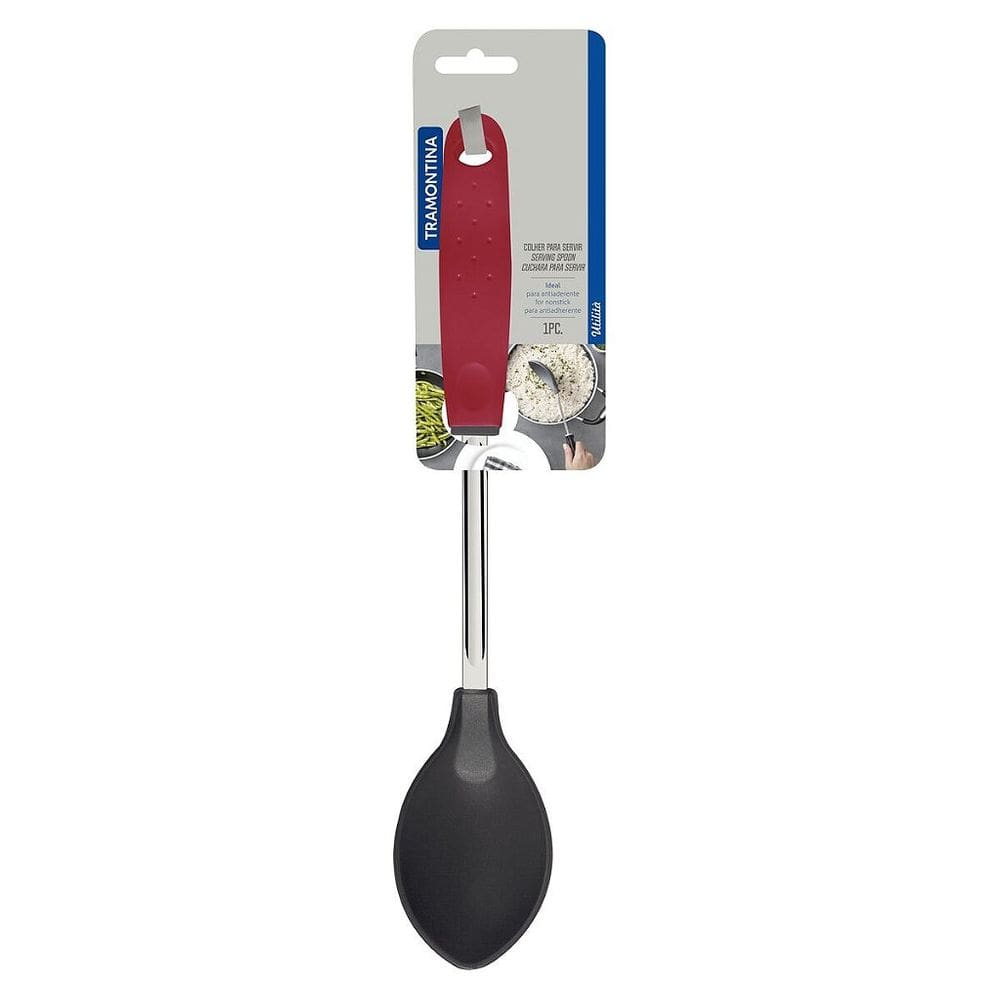 Colher para Arroz Tramontina Utilitá em Nylon com Cabo de Polipropileno Vermelho