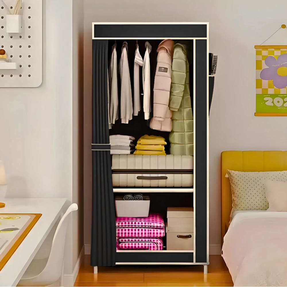 Guarda Roupa Dobrável Armário Organizador 1 porta PRETO