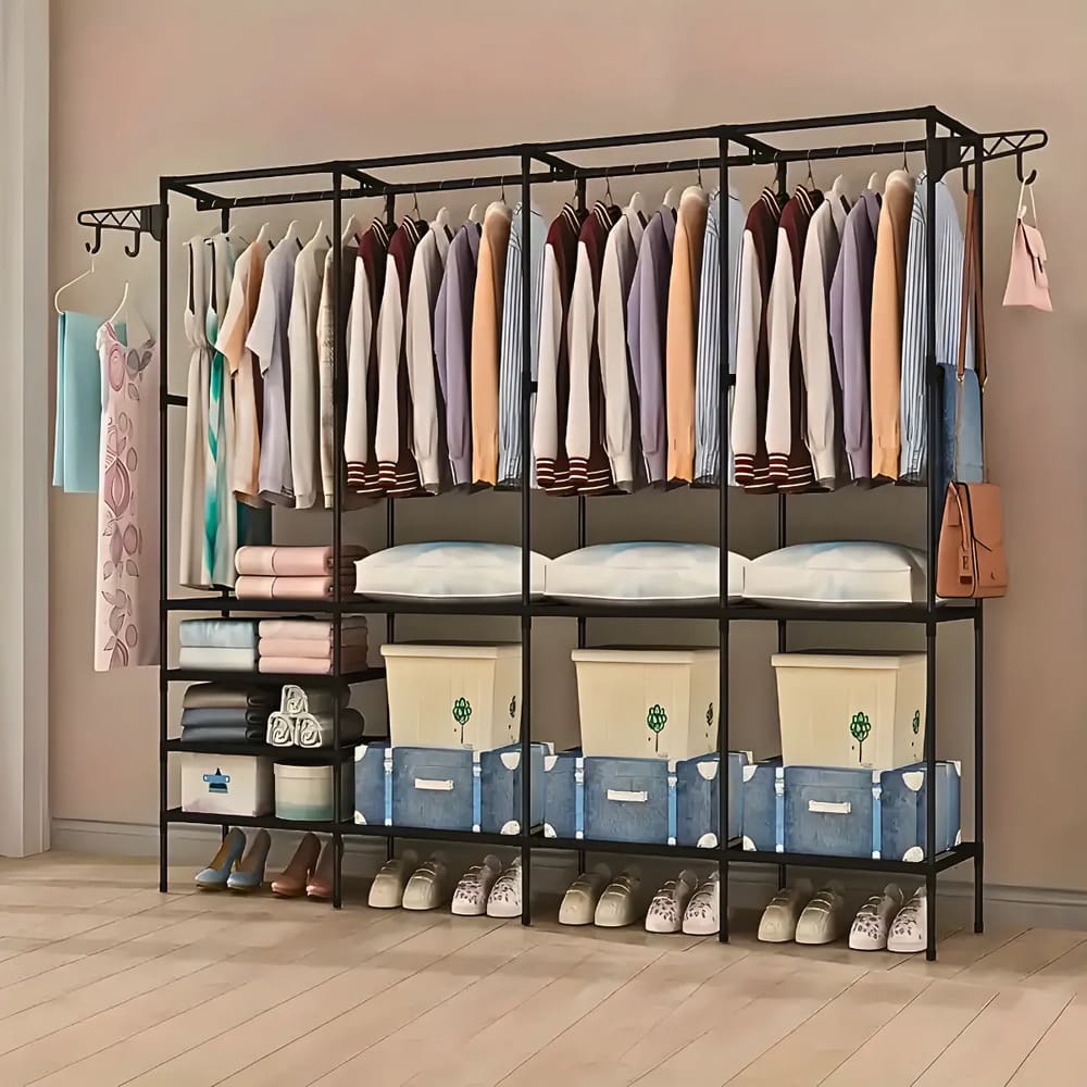 Organizador Closet Roupas 4 Colunas Cabideiro Arara Portátil