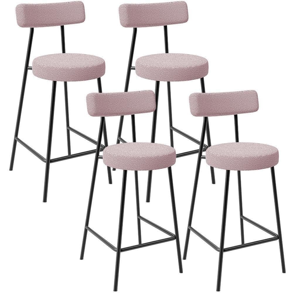 Kit 04 Banquetas Baixa Para Cozinha Sala De Jantar Bar Bancada Milão L02 Bouclê Rosê -LyamDecor