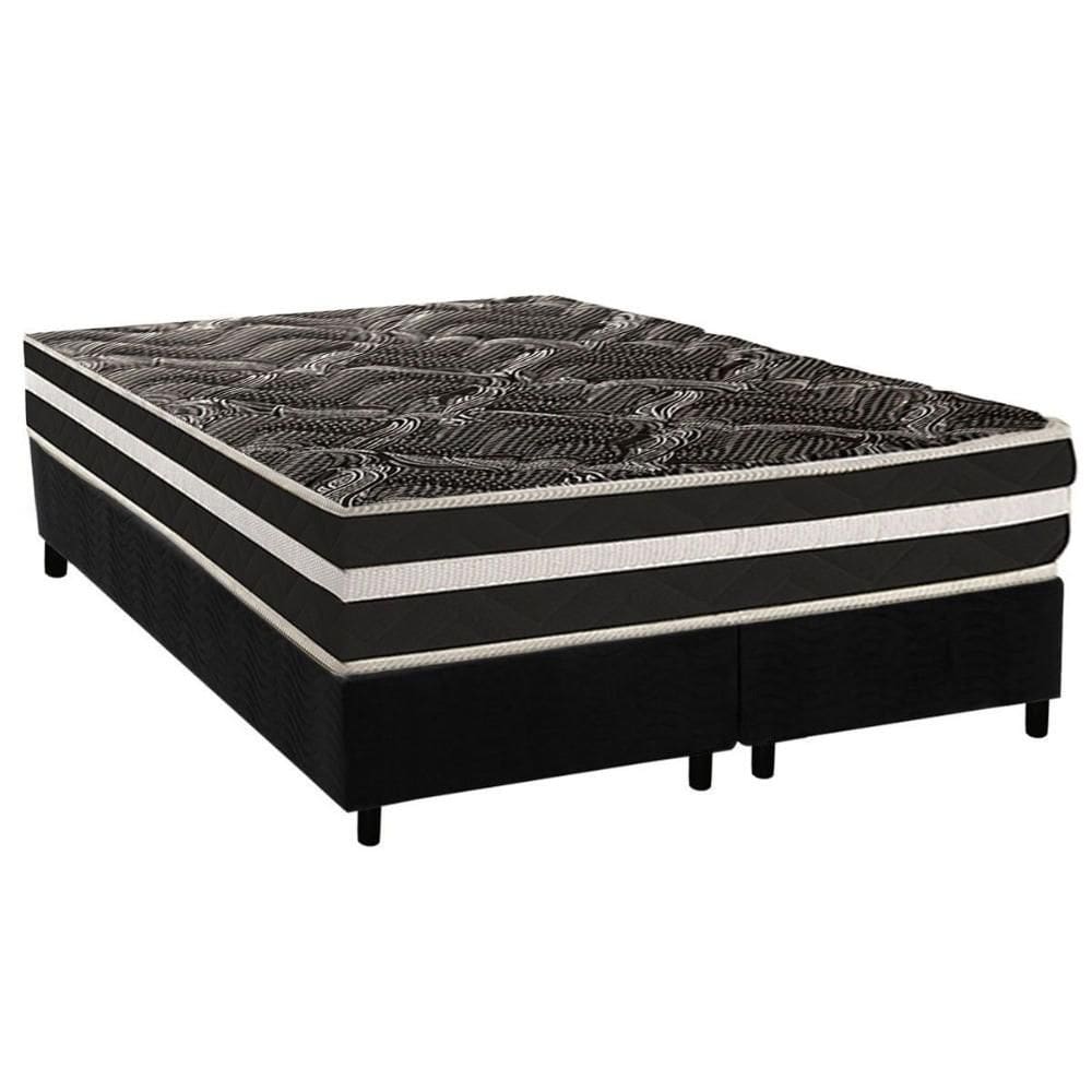 Conjunto Box Queen: Colchão Anatômico Paropas D28 AG80 Master Black Double Face + Base CRC Suede Black (158x198)