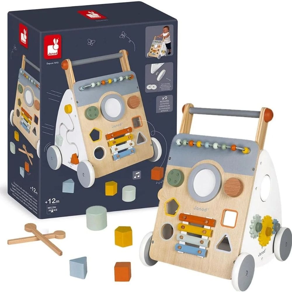 Andador Infantil em Madeira Multiatividades Brinquedo Educativo Janod Sweet Cocoon