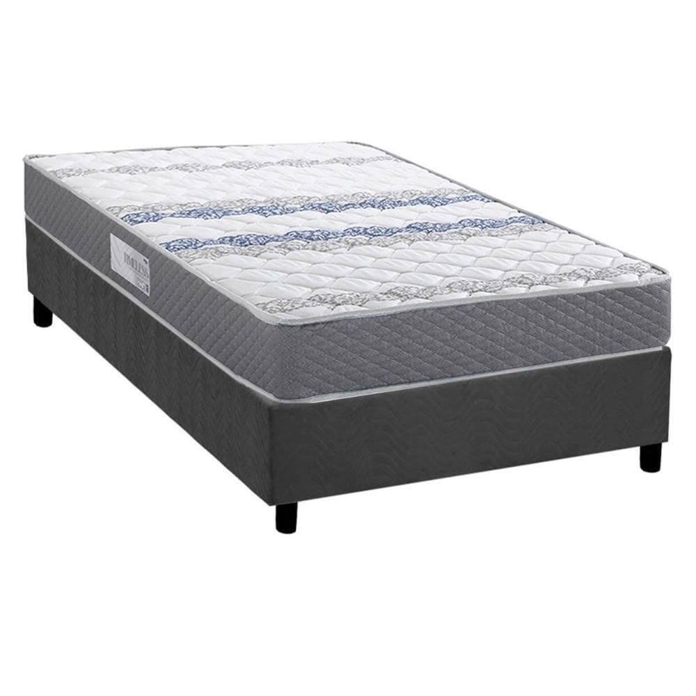 Cama Box Solteiro: Colchão Ortopédico Herval D60 / AG65 Timeless + Base CRC Suede Gray (88x188)