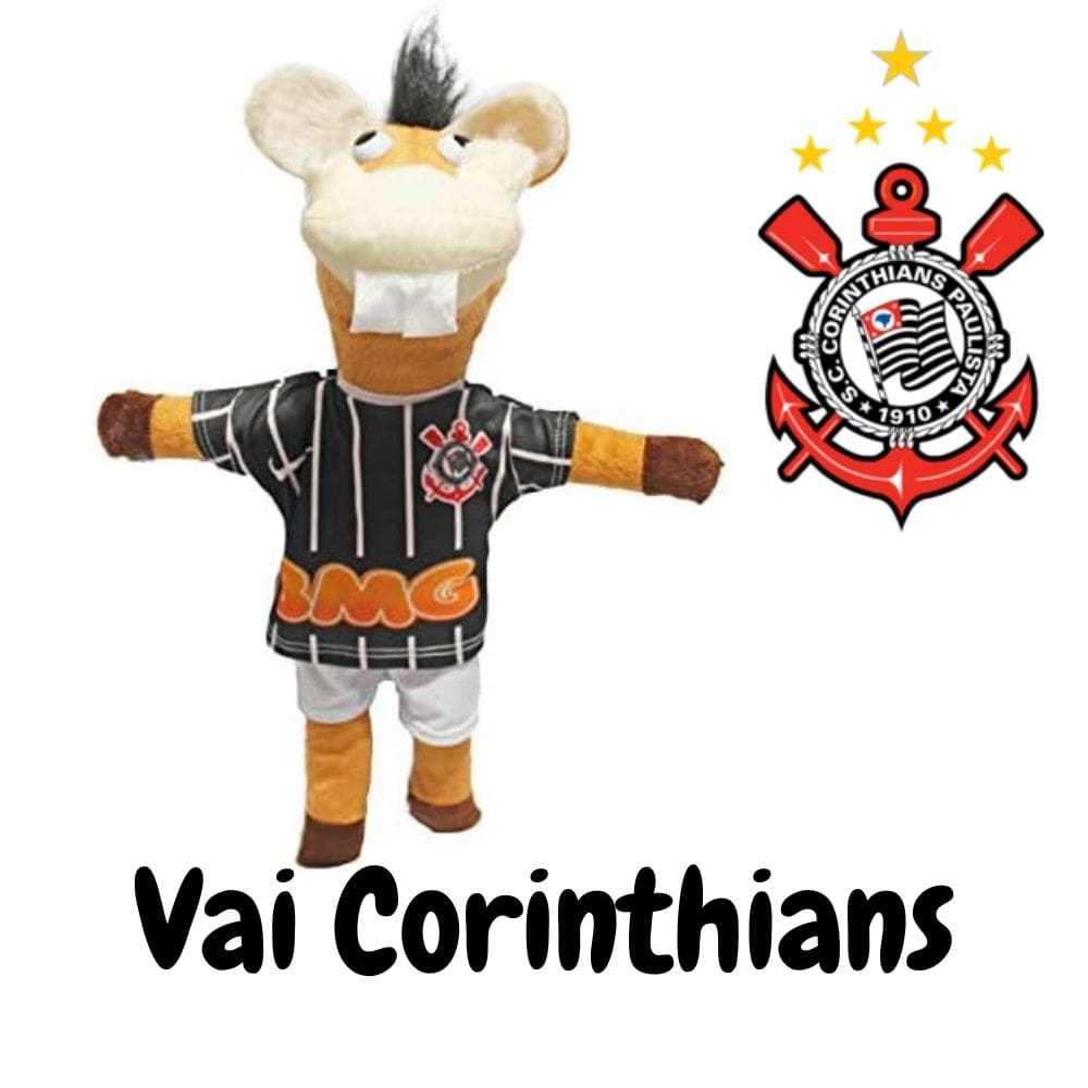 Pelúcia GRANDE 50cm CORINTHIANS Cavalinho Fantastico Pelucia  Brinquedo Futebol Cavalo  Macio Boneco Pelucia - PANAMI