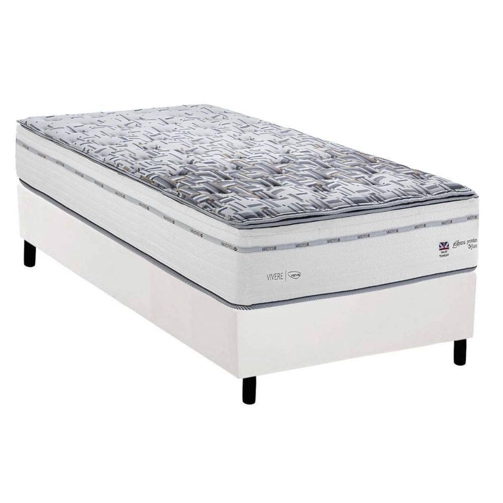 Cama Box Solteiro: Colchão Molas Ensacadas Herval Maxspring C1723 + Base CRC Corano White (88x188)