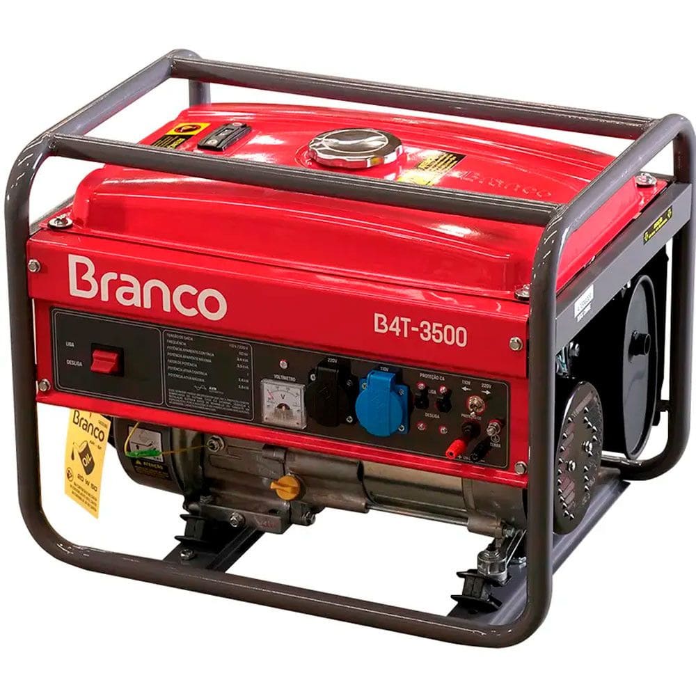 Gerador de Energia à Gasolina Branco Motores 7,0CV B4T 3500 Partida Manual