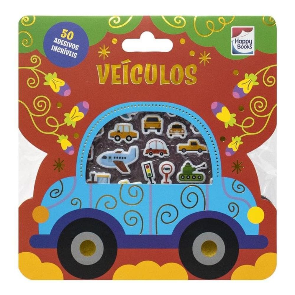 Livro Com Adesivos Fofinhos - Veiculos - Happy Books