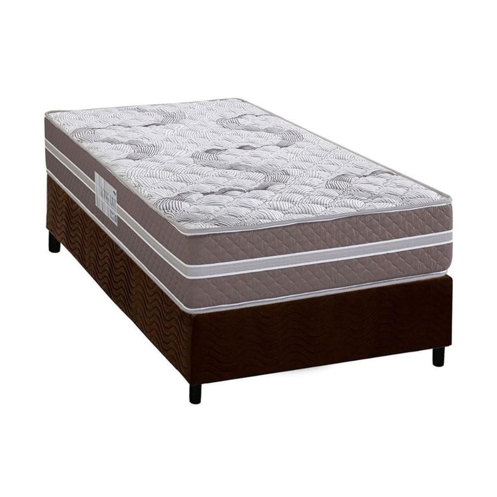 Cama Box Solteiro: Colchão Espuma D33 Herval Long Live + Base CRC Suede Brown (88x188)