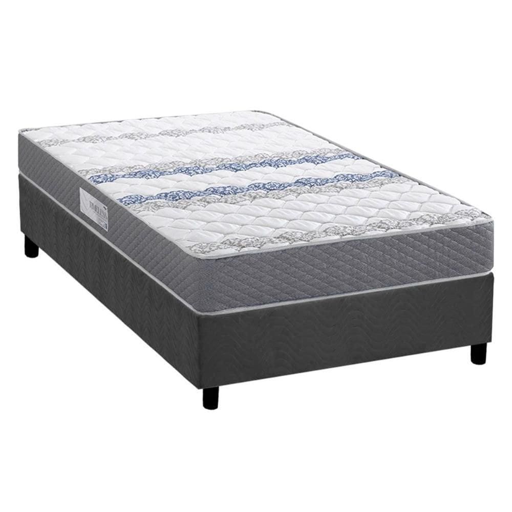 Cama Box Solteiro: Colchão Ortopédico Herval D60 / AG65 Timeless + Base CRC Suede Gray (88x188)