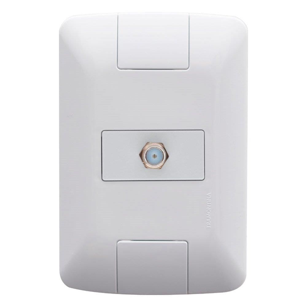 Tomada Aria Tramontina para Antena TV Sat com placa Branco