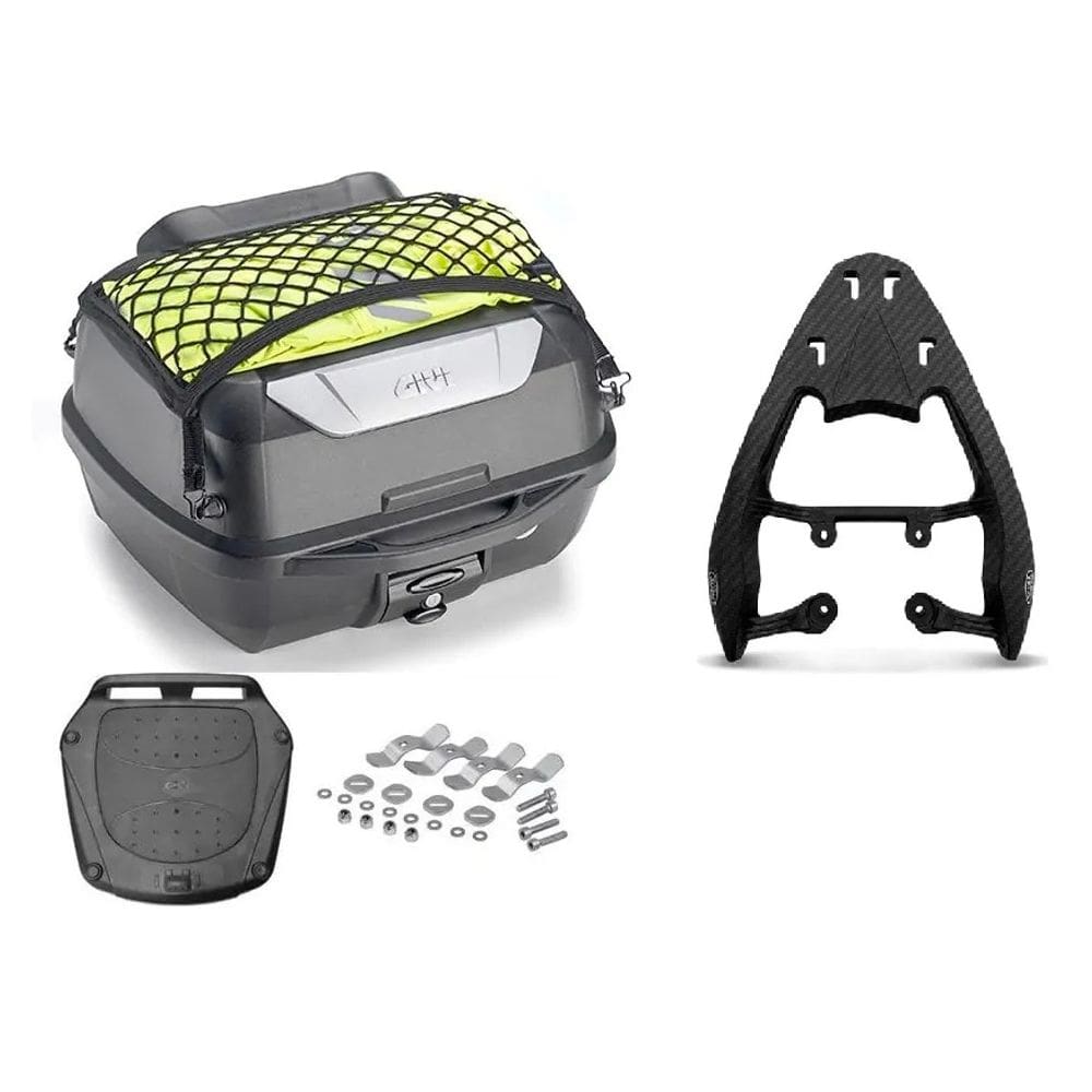 Kit Baú Moto 43L Monolock Adventure Givi E43nbr + Bagageiro Cg 125 150 160 2014 A 2023 Spto526 Scam