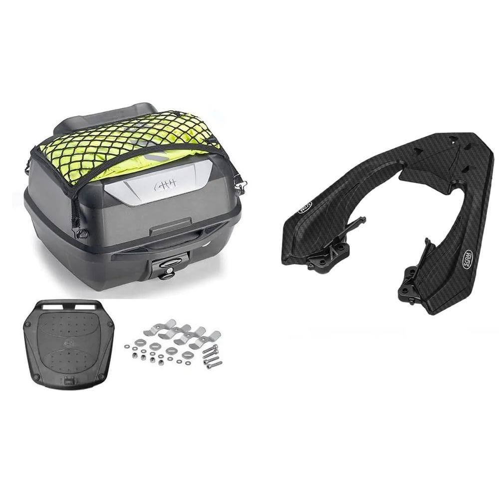 Kit Baú 43L Monolock Adventure Givi E43nbr + Bagageiro Moto Cb Twister 250 2016 A 2023 Spto536 Scam
