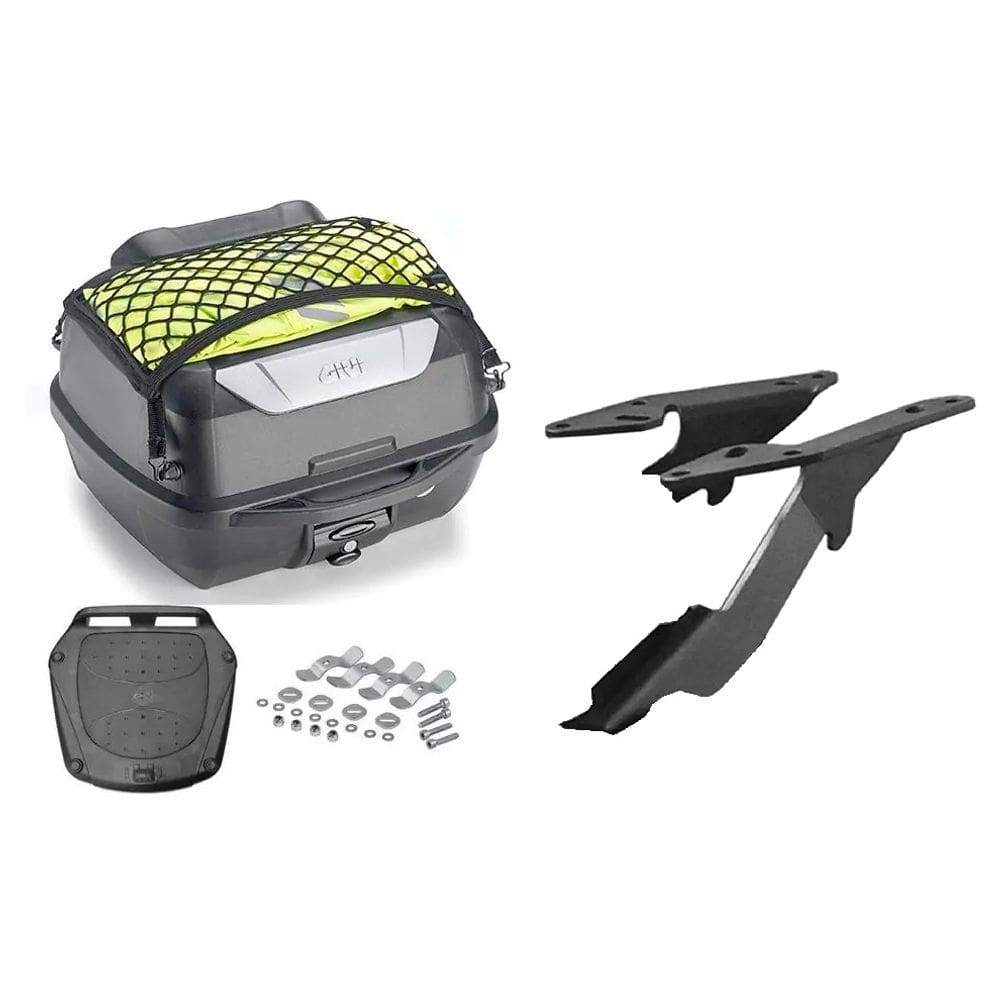 Kit Baú 43L Monolock Adventure Givi E43nbr Base + Bagageiro Moto Lander 2019 A 2024 Spto446 Scam