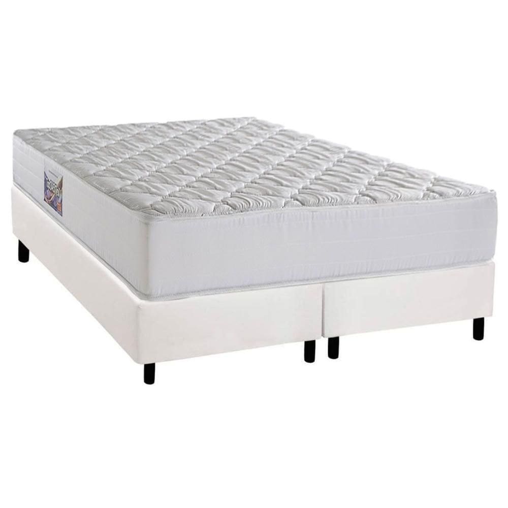 Cama Box King: Colchão Espuma D45 Herval New Top + Base CRC Corano White (193x203)