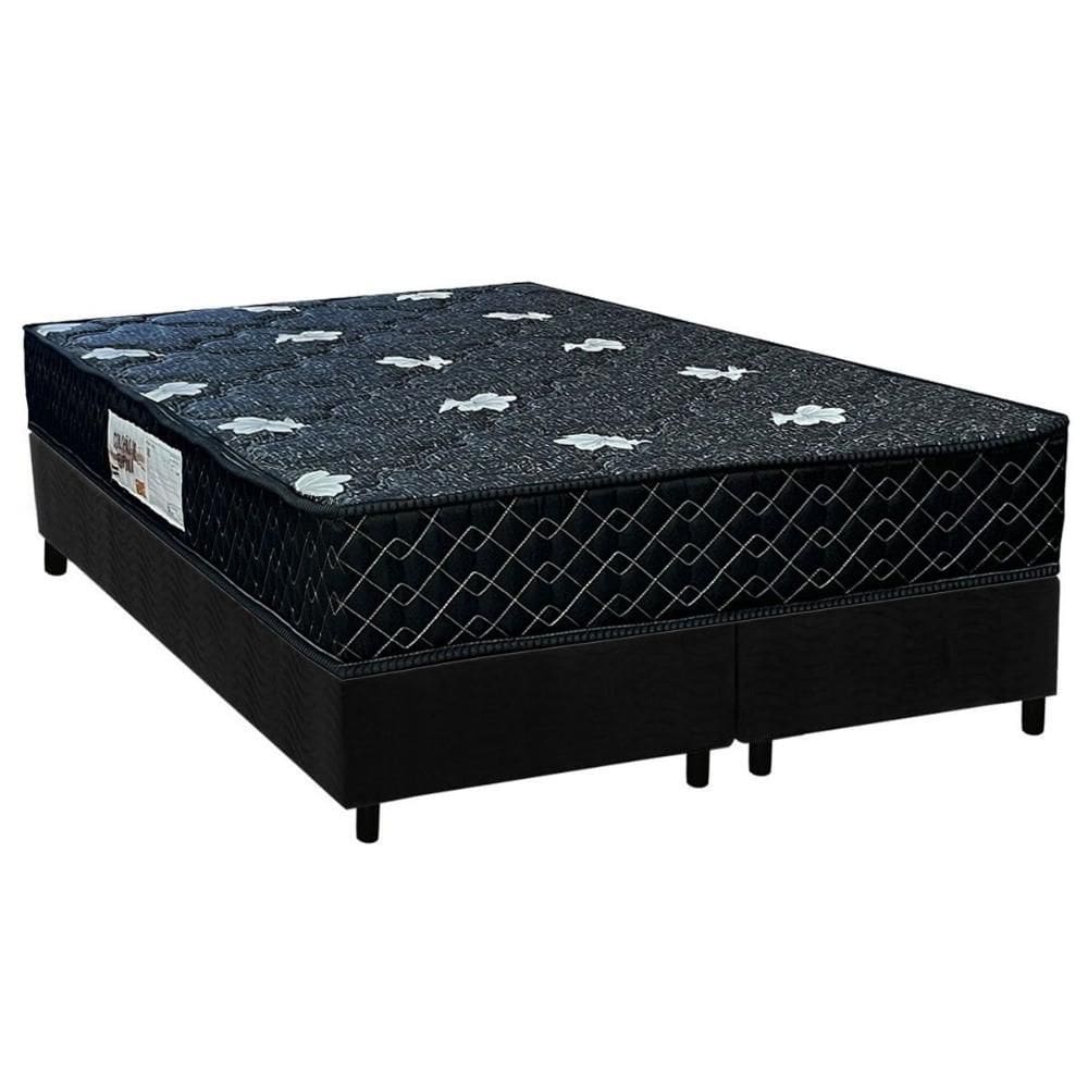 Conjunto Box Queen: Colchão Anatômico Paropas AG65 Sofistic Gray + Base CRC Suede Black (158x198)