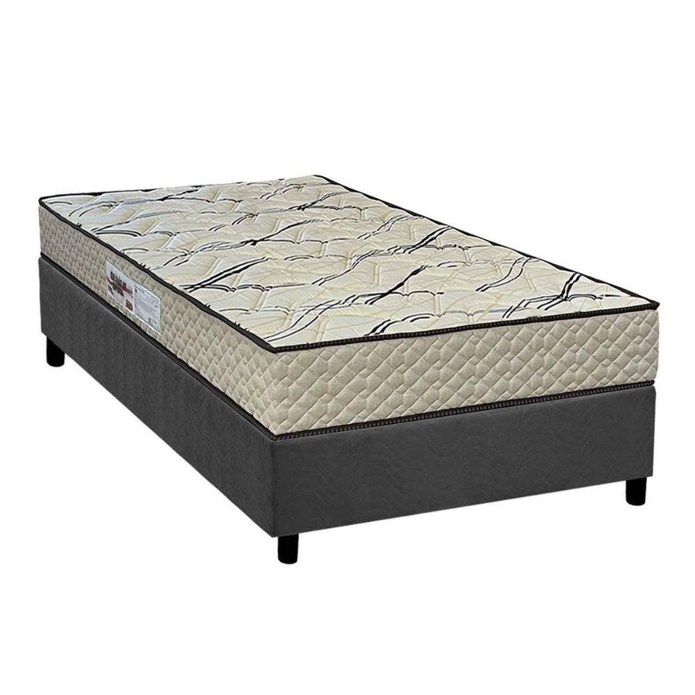 Cama Box Solteiro: Colchão Espuma D33 Paropas AG65 Max Sono + Base CRC Suede Gray (88x188)