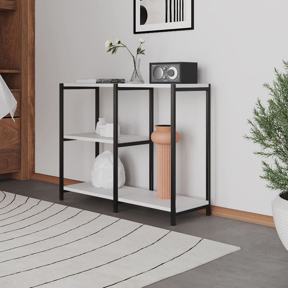Aparador Industrial Artesania Preto e Branco 95cm
