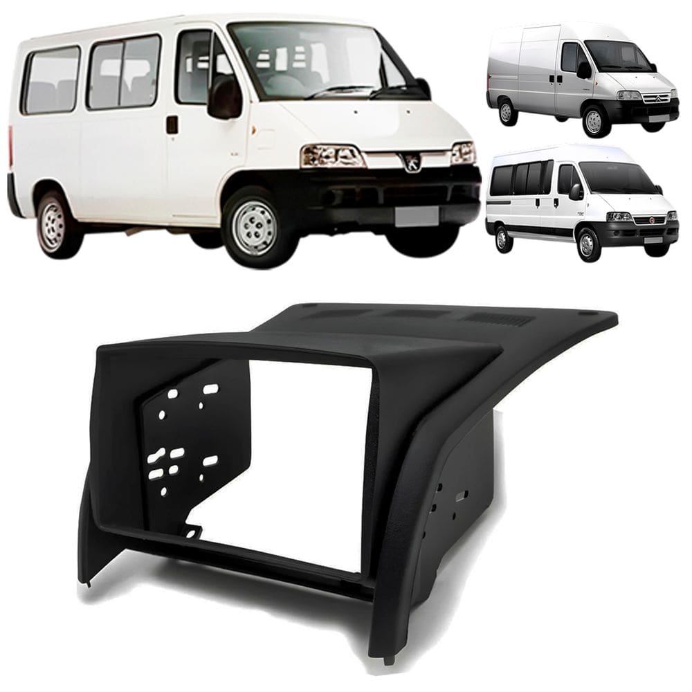 Moldura Painel Central 2 Din Mp5 Som Dvd Peugeot Boxer 2006 à 2016 Preta