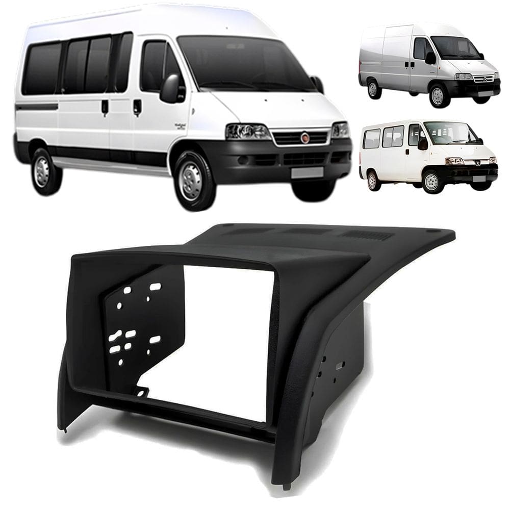 Moldura Painel Central 2 Din Mp5 Som Dvd Fiat Ducato 2006 à 2017 Preta