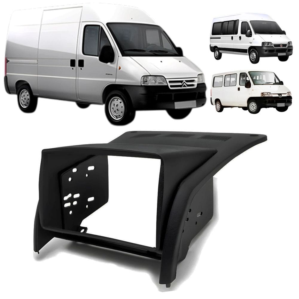 Moldura Painel Central 2 Din Mp5 Som Dvd Citroen Jumper 2010 à 2020 Preta