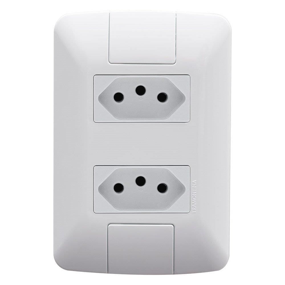 Tomada Aria Tramontina Dupla 2P+T 20A com placa Branco