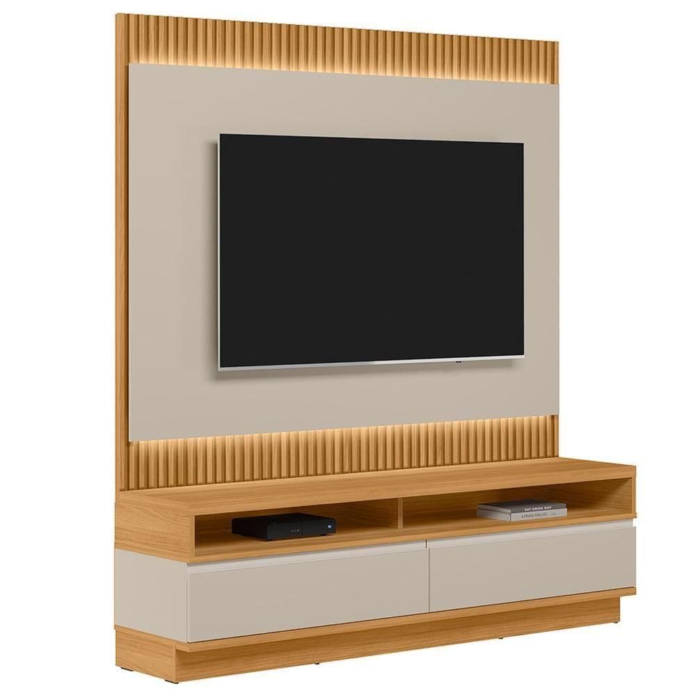 Rack Para Sala Com Painel Para Tv 70 Pol Led 180cm Spencer L05 Tauari Off White Fosco - Lyam Decor