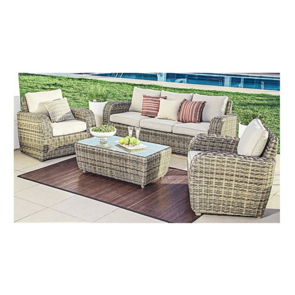 Conjunto De Jardim E Varanda 4 Pecas Rattan Aluminio - Ibiza
